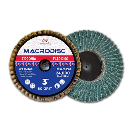 Continental Abrasives 3" Zirconia Quick change style Mini Flap Disc 80 grit Q-FD3080